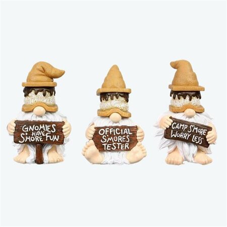 YOUNGS Resin S-More Gnomes with Signs, 3 Assorted Color 11263